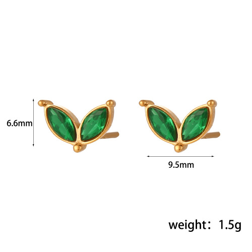 ETSMJ686 Gold Plated Stainless Steel Mini Zirconia Micro Pave Five-Petal Flower Stud Earrings Women's Fashion Jewelry