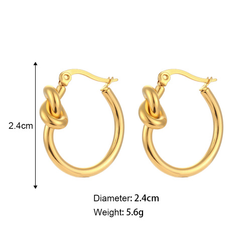 ETSMJ125 Wholesale Gold Knotted Flat Needle Hoop Earrings for Women Artisan Style Celi Jewelry