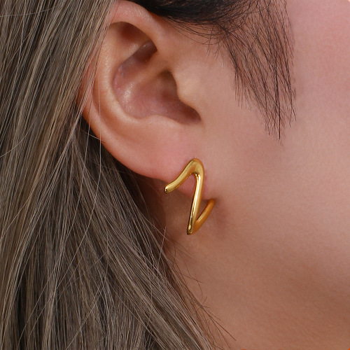 ETSMJ581 Stainless Steel Z-Shaped Alphabet Stud Earrings Trendy Women's Jewelry