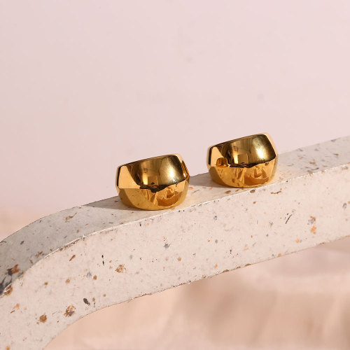 ETSMJ322 18K Gold Plated Stainless Steel Faceted Hollow Hoop Earrings Women's Fashion Jewelry