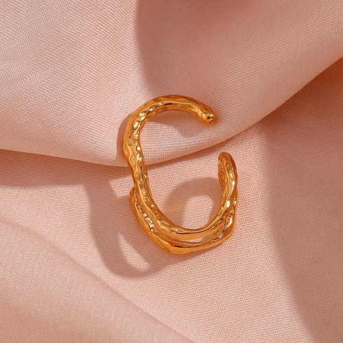 ETSMJ897 18K Gold Plated Stainless Steel Single Irregular Surface Ear Cuff Women's Fashion Jewelry