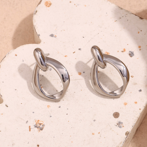 ETSMJ67 18K Gold Plated Stainless Steel Hollow O-Ring Stud Earrings for Women Elegant Fashion Jewelry