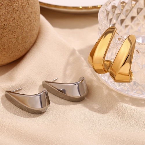 ETSMJ55 18K Gold Plated Stainless Steel Hollow Cut Hook Earrings for Women Elegant Fashion Jewelry