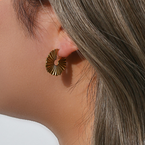 ETSMJ116 18K Gold Plated Stainless Steel Sunflower Stud Earrings Women's Fashion Jewelry Accessories