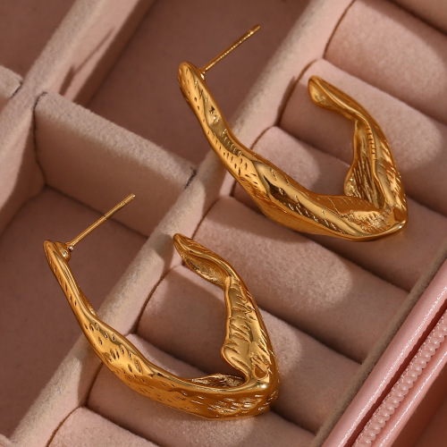 ETSMJ542 Vintage Irregular Hook-Shaped Hoop Stud Earrings Women's Fashion Jewelry