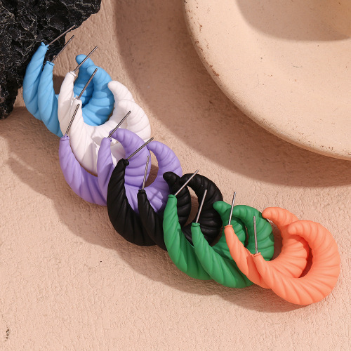 ETSMJ238 Colorful ABS Resin Painted Earrings with Stainless Steel Posts Women's Fashion Jewelry