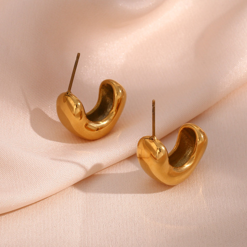ETSMJ184 Stainless Steel Irregular Curved Hollow Out Stud Earrings Women's Fashion Jewelry
