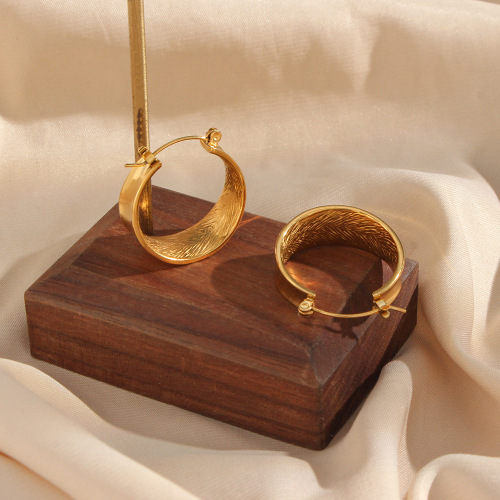 ETSMJ348 Gold Plated Geometric Gradient Hoop Earrings Women's Fashion Jewelry Accessories