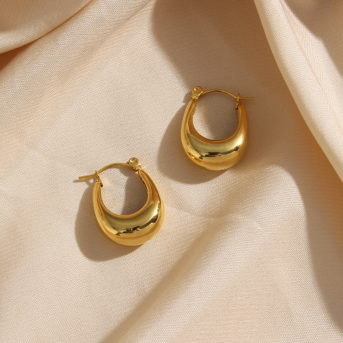 ETSMJ124 Wholesale Stainless Steel Hollow Smooth U-Shaped Hoop Earrings for Women Fashion Jewelry Accessories