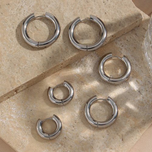 ETSMJ12 18K Gold Plated Stainless Steel Thick Hoop Earrings for Women Bold Fashion Jewelry