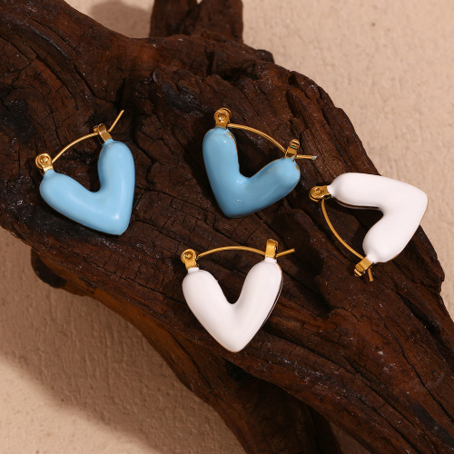 ETSMJ411 18K Gold Plated Stainless Steel Hollow Heart Drop Earrings Women's Fashion Jewelry