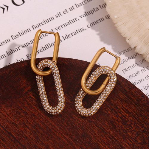 ETSMJ362 18K Gold Plated Stainless Steel Zirconia Earrings Women's Luxury Micro-Pave Jewelry