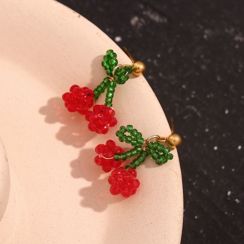 ETSMJ209 18K Gold Plated Stainless Steel Butterfly Bow Raspberry Stud Earrings Women's Fashion Jewelry