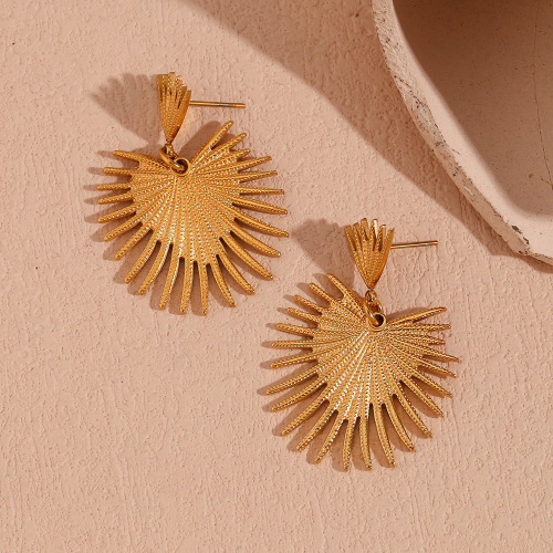 ETSMJ782 18K Gold Plated Stainless Steel Cactus Heart Drop Earrings Women's Fashion Jewelry