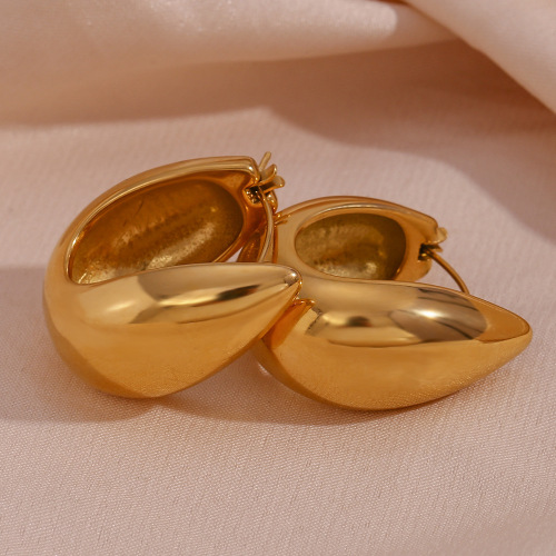ETSMJ896 18K Gold Plated Stainless Steel Rounded U-Shaped Hoop Earrings Women's Spring Fashion Jewelry