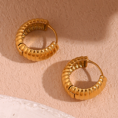 ETSMJ479 18K Gold Plated Stainless Steel Croissant Hoop Earrings Women's Fashion Jewelry