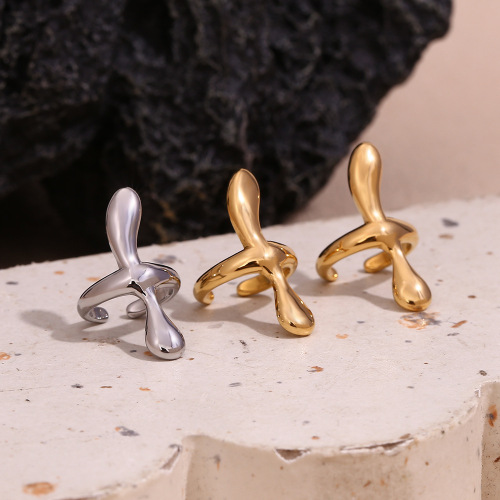 ETSMJ846 18K Gold Plated Stainless Steel Cross Ear Cuffs Women's Fashion Jewelry