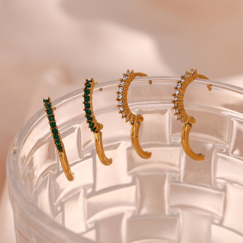 ETSMJ112 18K Gold Plated Stainless Steel Mini Hoop Earrings with Micro Pave Zirconia Women's Fashion Jewelry