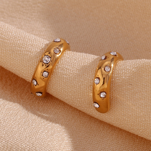 ETSMJ876 18K Gold Plated Stainless Steel Mini C-Shaped Diamond Studded Smooth Ear Cuffs Women's Fashion Jewelry