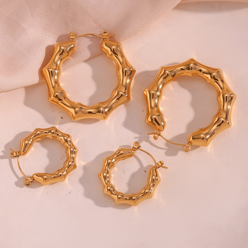 ETSMJ495 18K Gold Plated Stainless Steel Geometric Hollow Pointed Hoop Earrings Women's Fashion Jewelry