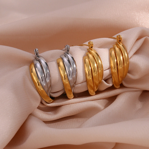 ETSMJ574 Stainless Steel Spiral Twist Hoop Earrings Women's Fashion Jewelry