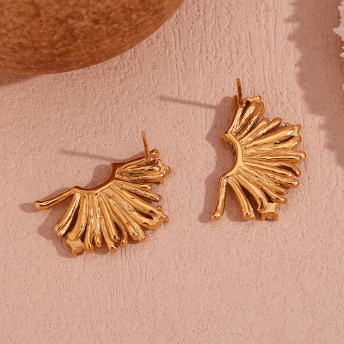 ETSMJ684 18K Gold Plated Stainless Steel Micro Pave Flower Stud Earrings Women's Fashion Jewelry
