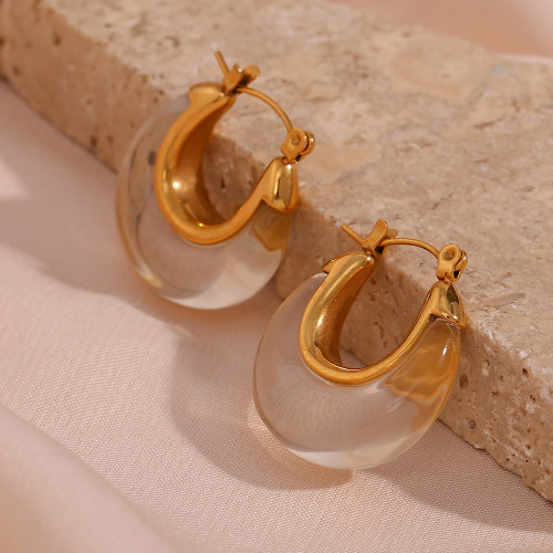 ETSMJ357 Stainless Steel Round Hoop Earrings Women's Fashion Jewelry Accessories