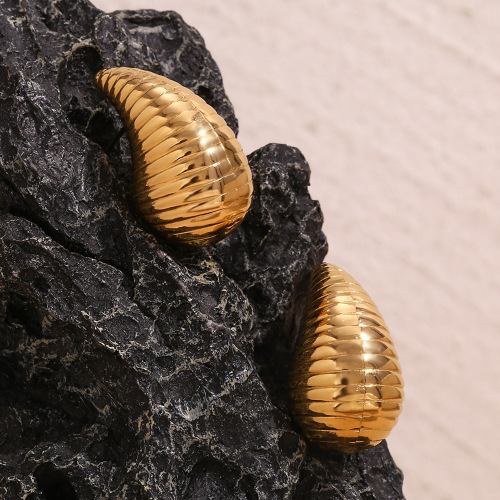ETSMJ835 18K Gold Plated Stainless Steel Hollow Twisted Teardrop Stud Earrings Women's Fashion Jewelry