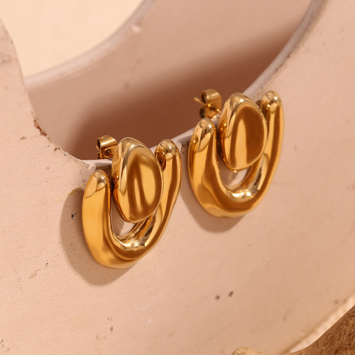 ETSMJ141 18K Gold Plated Stainless Steel Geometric Irregular Heart Stud Earrings Women's Fashion Jewelry