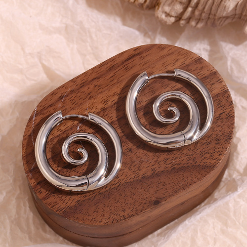 ETSMJ52 18K Gold Plated Stainless Steel Spiral Snail Earrings for Women Trendy Fashion Jewelry