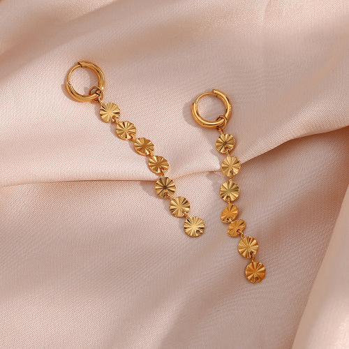 ETSMJ49 18K Gold Plated Stainless Steel Snowflake Chain Stud Earrings for Women Trendy Fashion Jewelry