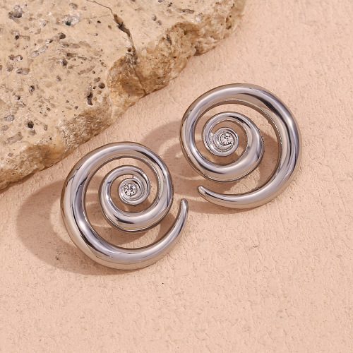 ETSMJ239 18K Gold Plated Stainless Steel Swirl Earrings with Micro Pave Zirconia Women's Fashion Jewelry