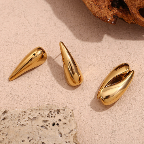 ETSMJ54 18K Gold Plated Stainless Steel Front-Back Teardrop Earrings for Women Versatile Fashion Jewelry