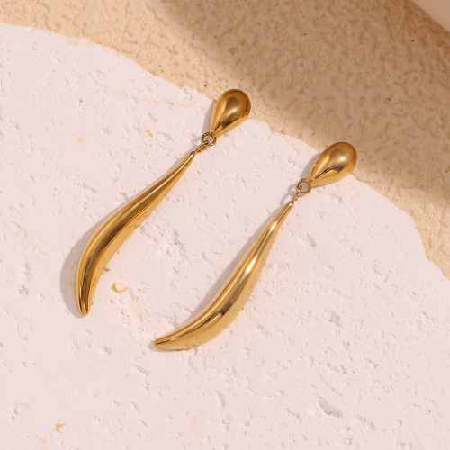 ETSMJ645 18K Gold Plated Stainless Steel Line Drop Earrings Women's Fashion Jewelry