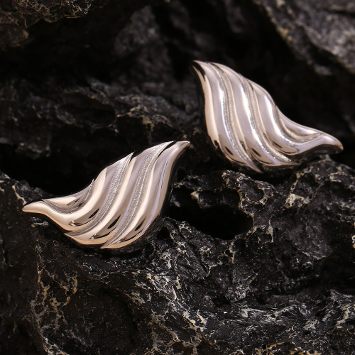 ETSMJ636 18K Gold Plated Stainless Steel Liquid Drop Stripe Earrings Women's Fashion Jewelry