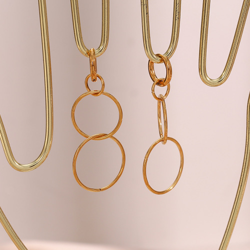 ETSMJ560 18K Gold Plated Stainless Steel Long Oval Hoop Earrings Women's Fashion Jewelry