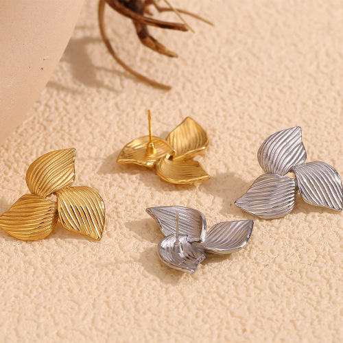 ETSMJ358 18K Gold Plated Stainless Steel Flower Pearl Starfish Earrings Women's Fashion Jewelry