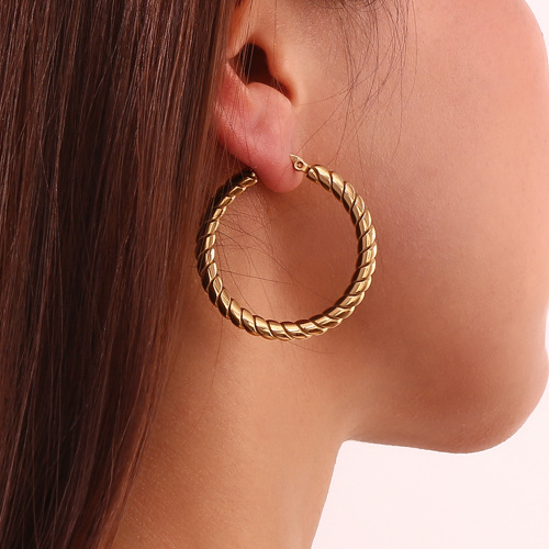 ETSMJ753 18K Gold Plated Stainless Steel Heart Flower Fan-Shaped Earrings Women's Fashion Jewelry