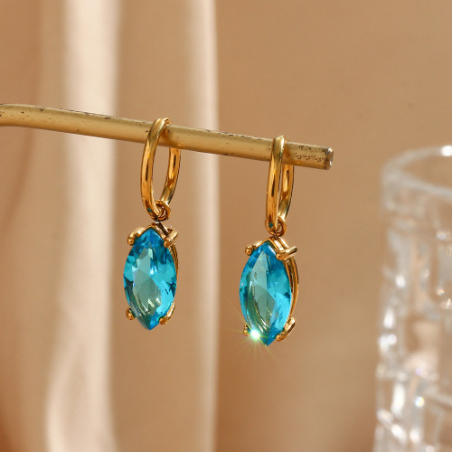 ETSMJ231 18K Gold Plated Stainless Steel Marquise Zircon Drop Earrings Women's Fashion Jewelry