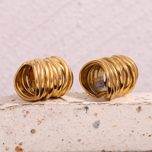 ETSMJ766 18K Gold Plated Stainless Steel Multi-Layer Wrap Ear Cuffs Women's Fashion Jewelry