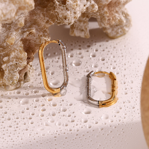 ETSMJ419 18K Gold Plated Stainless Steel Long O-Shaped Geometric Earrings Women's Fashion Jewelry