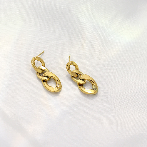 ETSMJ549 18K Gold Plated Stainless Steel Chain Drop Earrings Women's Fashion Jewelry