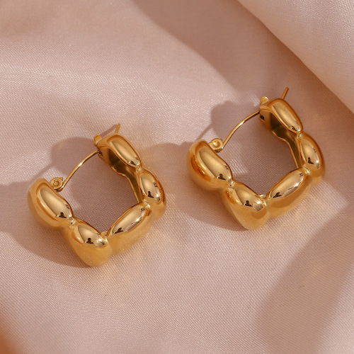 ETSMJ510 18K Gold Plated Stainless Steel Right-Angle Segmented Curve Hoop Earrings Women's Fashion Jewelry