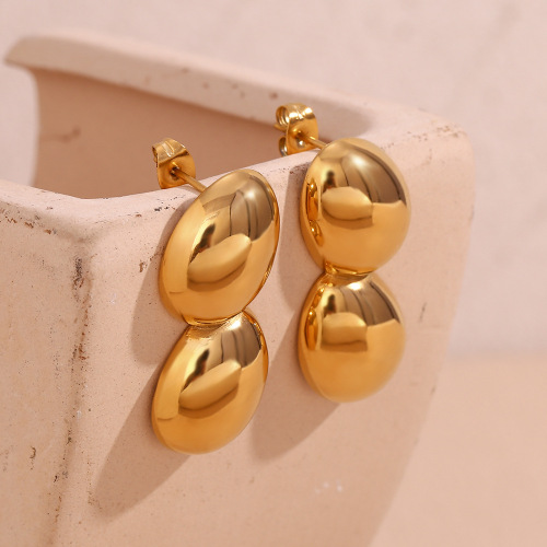 ETSMJ866 18K Gold Plated Stainless Steel Smooth Peanut Shell Drop Earrings Women's Fashion Jewelry