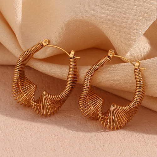 ETSMJ163 18K Gold Plated Stainless Steel Hollow Wrap Knot Hoop Earrings Women's Fashion Jewelry