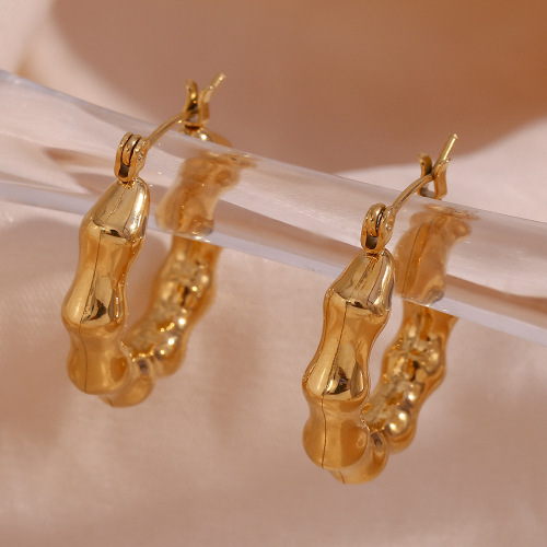 ETSMJ900 18K Gold Plated Stainless Steel Geometric Hollow Sharp Angle Hoop Earrings Women's Fashion Jewelry