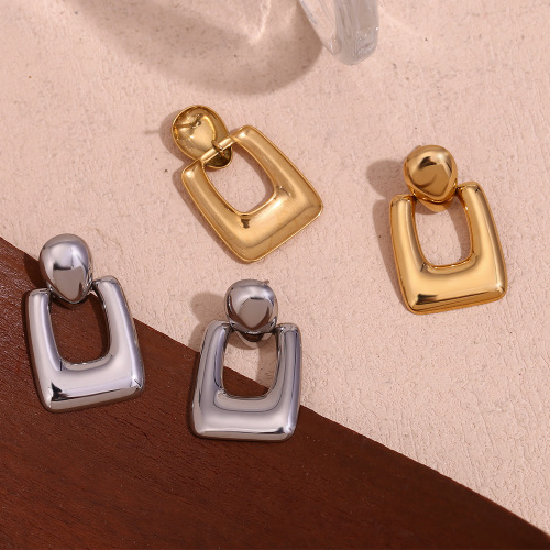 ETSMJ765 18K Gold Plated Stainless Steel Geometric Hollow Stud Earrings Women's Fashion Jewelry