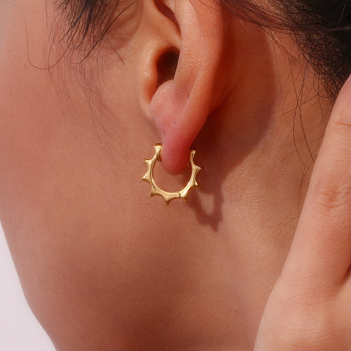 ETSMJ520 18K Gold Plated Stainless Steel Colorful Double-Sided Zirconia Hoop Earrings Women's Fashion Jewelry
