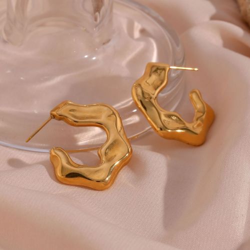 ETSMJ351 Stainless Steel Solid Abstract Floral Hoop Earrings Women's Fashion Jewelry Accessories