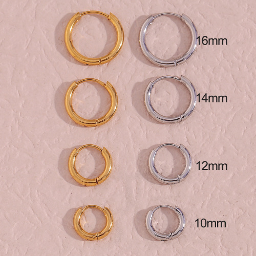 ETSMJ4 18K Gold Plated Solid Stainless Steel Hoop Earrings for Women Elegant Ear Cuff Jewelry